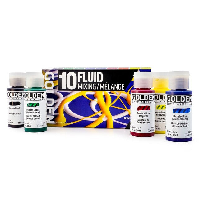 GOLDEN Fluid Σετ Ακρυλικών Χρωμάτων Mixing 10 × 30 ml