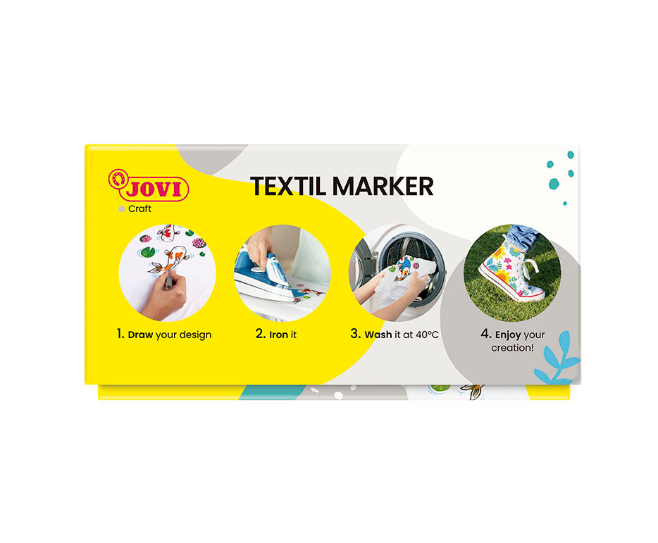 Μαρκαδόροι υφάσματος JOVI Jovidecor Textil με μύτη πινέλο – 48 τμχ / 12 χρώματα