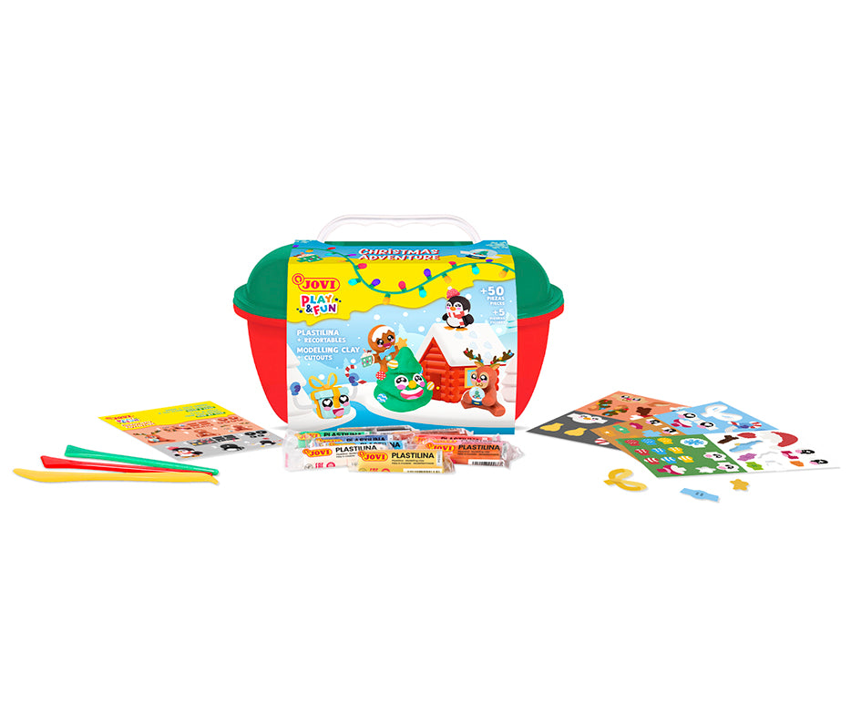 JOVI Play&Fun φυσική πλαστελίνη σε βαλιτσάκι Christmas Adventure
