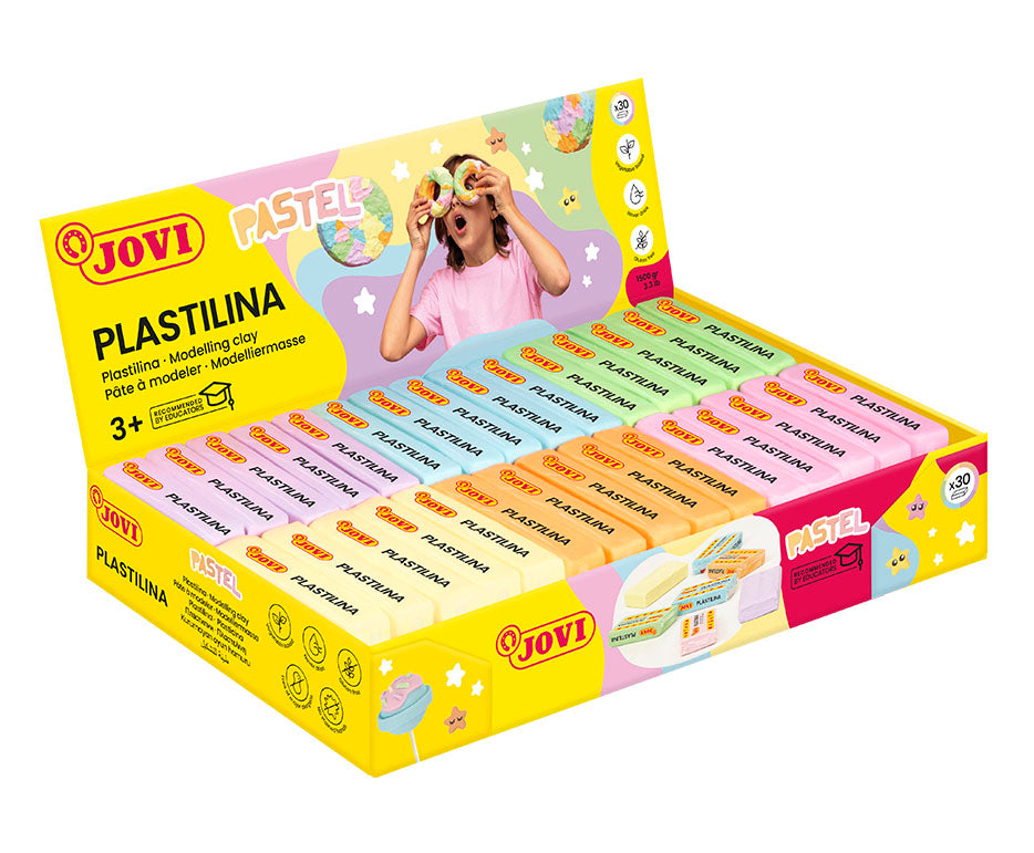 JOVI φυσική πλαστελίνη παστέλ χρώματα 30 x 50 g