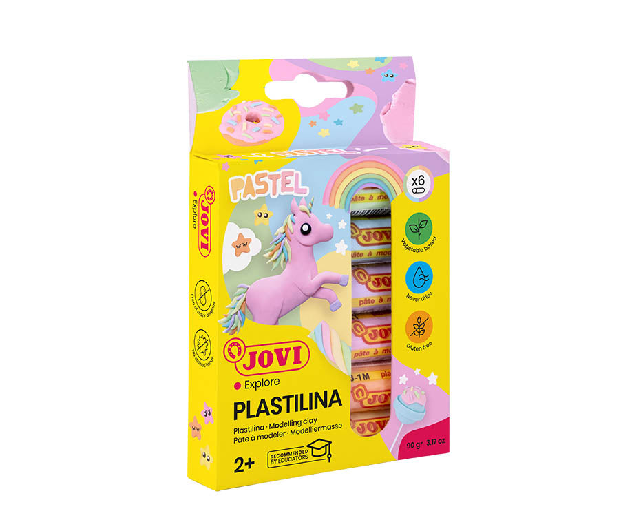 JOVI φυσική πλαστελίνη σε παστέλ χρώματα 6 x 15 g