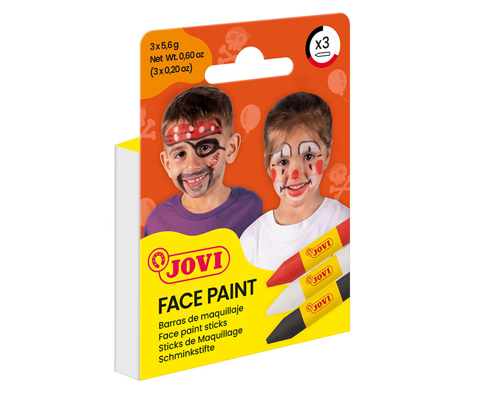 JOVI σετ χρωμάτων face painting σε στικ 3 x 5,6 g - κόκκινο, λευκό και μαύρο