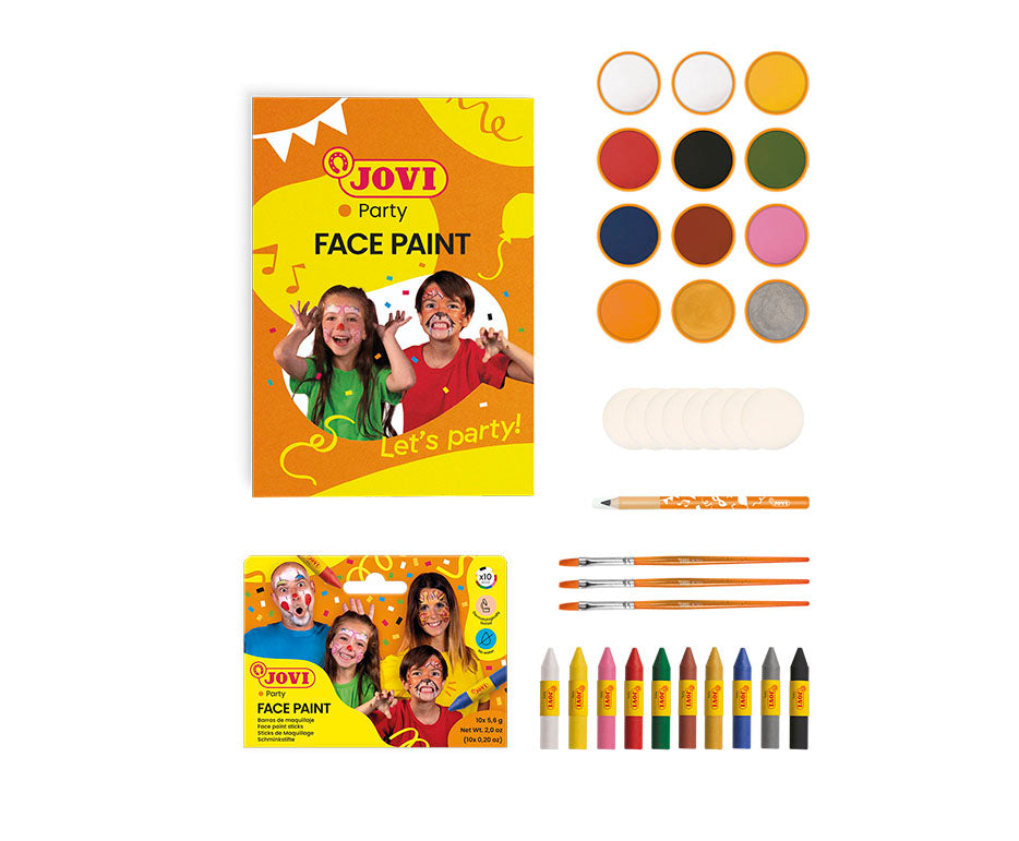 JOVI σχολικό σετ χρωμάτων face painting 12 x 8 ml με αξεσουάρ