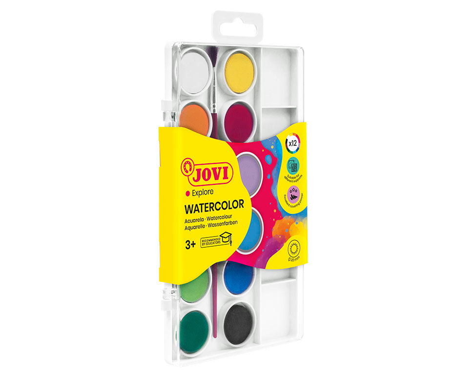 Νερομπογιές JOVI ø 22 mm – 12 τεμ. με πινέλο
