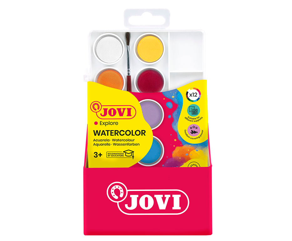 Νερομπογιές JOVI ø 22 mm – 12 τεμ. με πινέλο