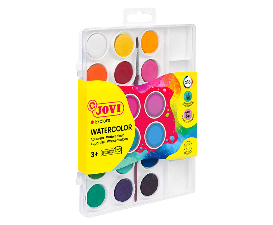 JOVI νερομπογιές σε παστίλιες 22 mm - 18 τεμ. με πινέλο