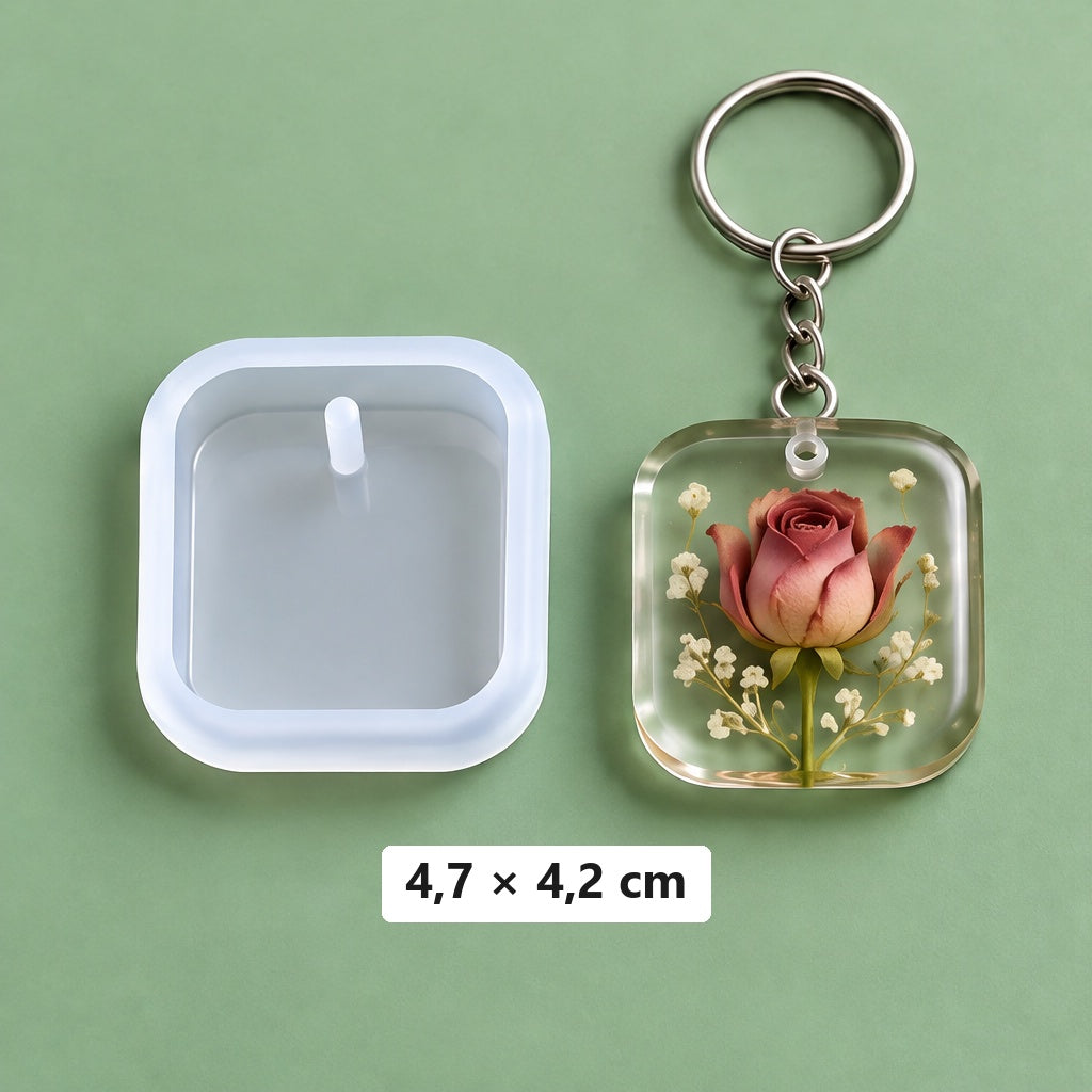 τετράγωνο καλούπι 4,7 × 4,2 cm + 3 κρίκοι για μπρελόκ