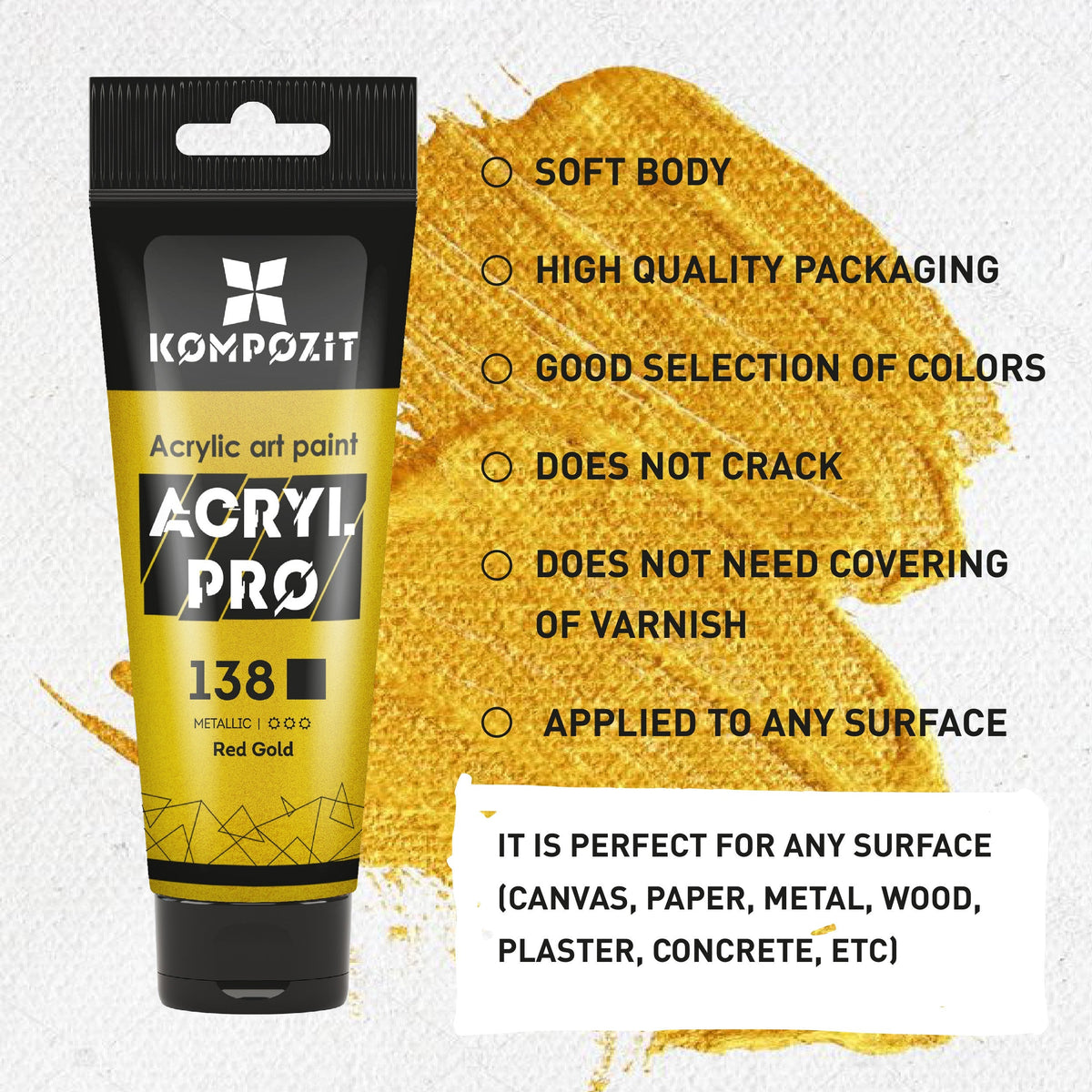 Μεταλλικό ακρυλικό χρώμα ACRYL PRO ART Composite 75 ml