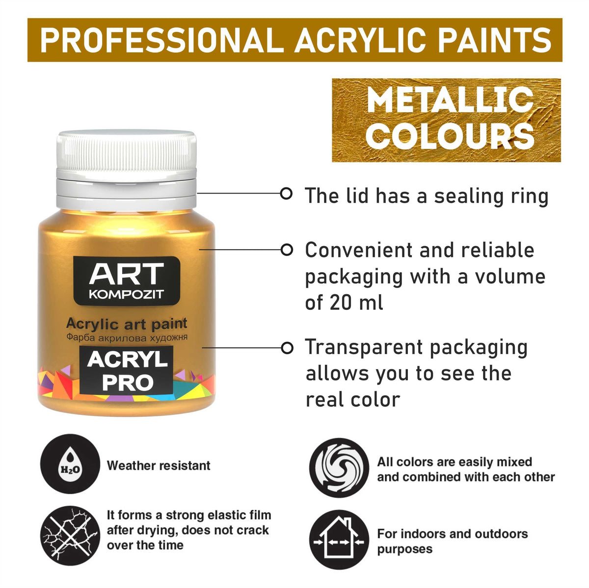 Σετ ακρυλικών χρωμάτων ACRYL PRO Metallic
