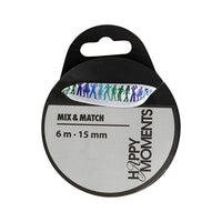 Κορδέλα σατέν Happy Moments με εκτύπωση 15 mm x 6 m