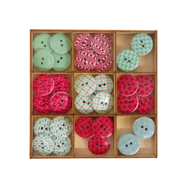 Ξύλινα κουμπιά Craft Sensations 36 τεμάχια με μοναδικά σχέδια