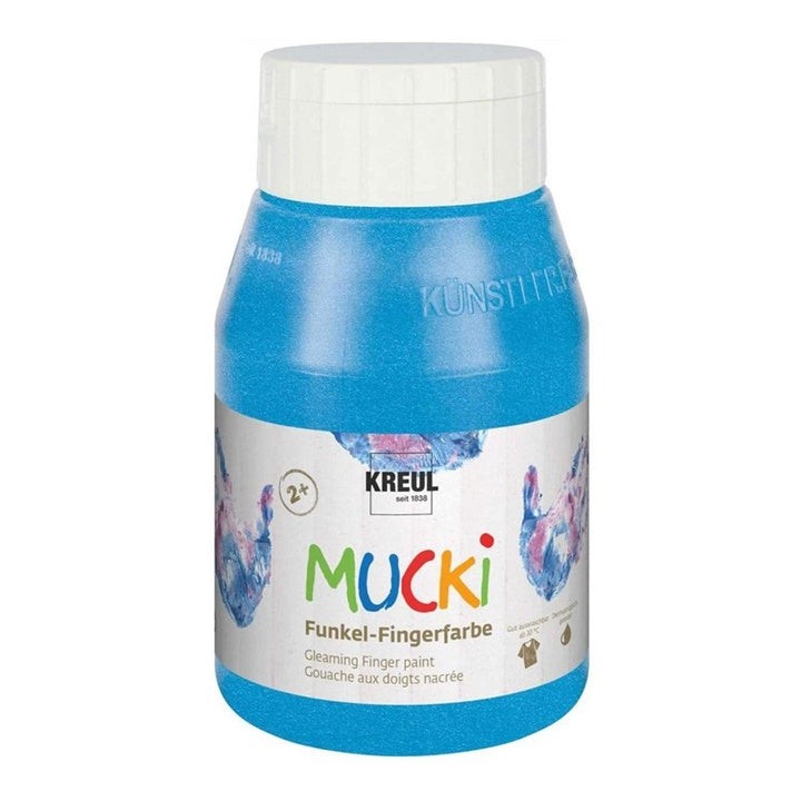 Γυαλιστερές παιδικές δακτυλομπογιές MUCKI 500 ml – Διαμαντένιο μπλε