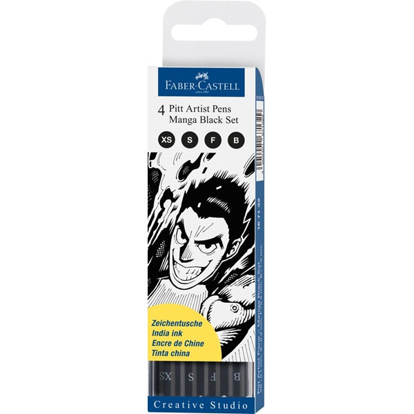 Μαρκαδοροι Art Pen PITT Manga Black - Σετ Etui 4τεμ [B-F-S-XS]