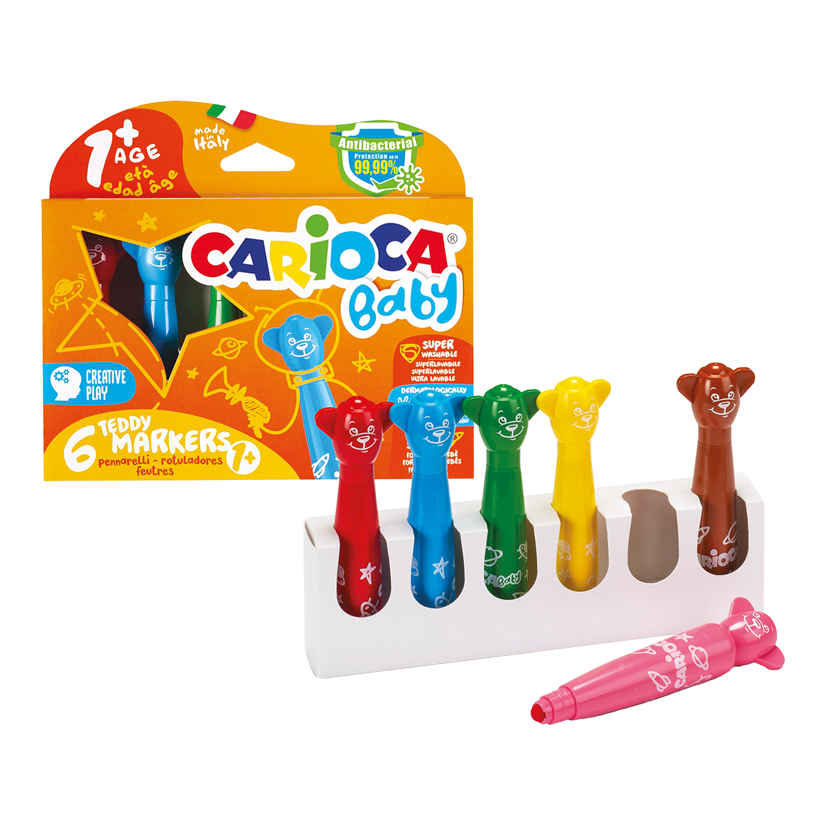 Μαρκαδόροι Carioca Baby με στρογγυλή μύτη, διάφορα χρώματα