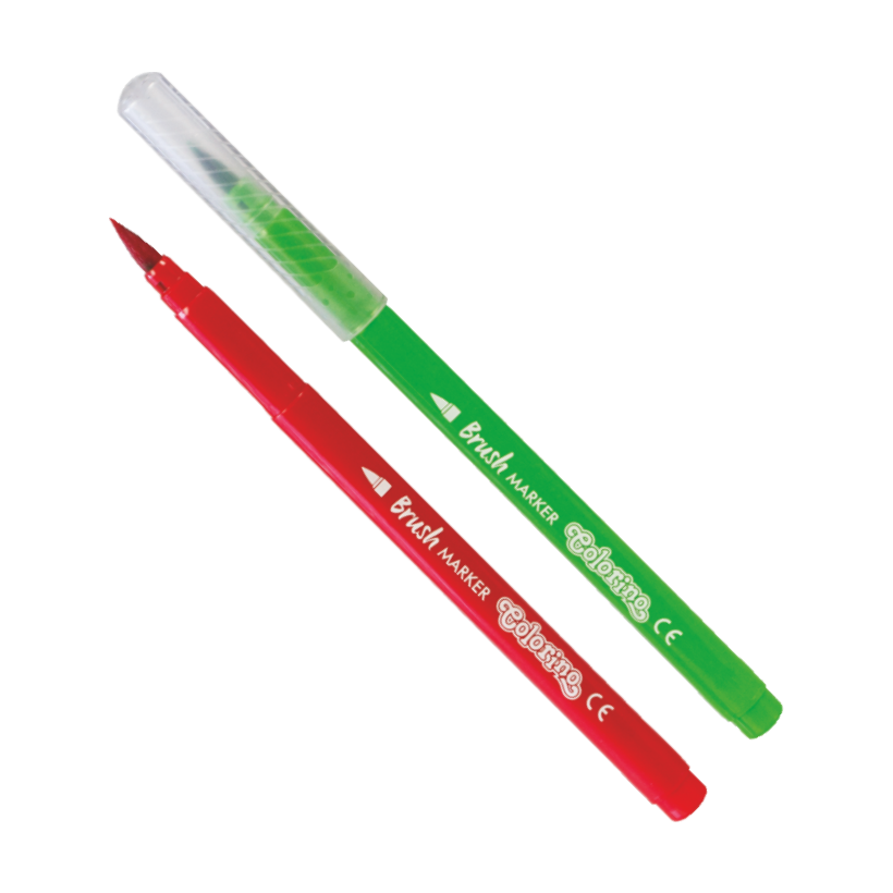 Μαρκαδόροι Colorino Brush με μακριά μύτη πινέλο – 10 χρώματα