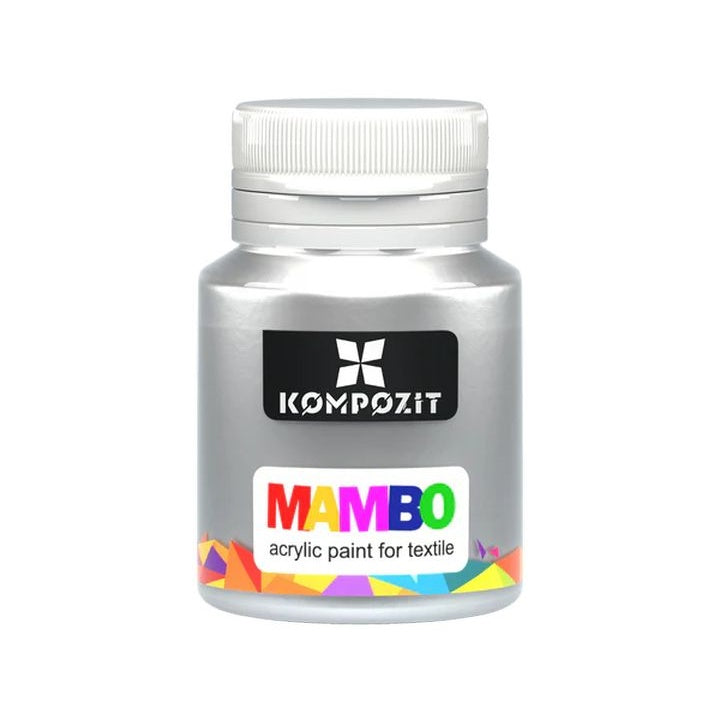 MAMBO Μεταλλική μπογιά για υφάσματα και δέρμα 20 ml – 53 Ασήμι