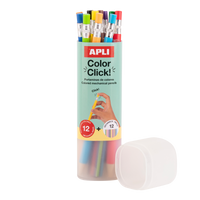 Μηχανικές ξυλομπογιές APLI Color Click, 12 τμχ με ανταλλακτικές μύτες και ξύστρα