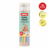 Μηχανικές ξυλομπογιές APLI Color Click, 12 τμχ με ανταλλακτικές μύτες και ξύστρα
