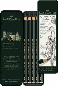 Μολυβια CASTELL 9000 Jumbo 5 τεμαχικα - μεταλλικη θηκη