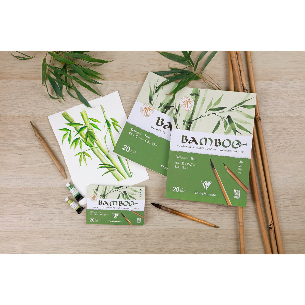 Μπλοκ ακουαρέλας από μπαμπού Clairefontaine CP 250 g 20 φύλλα κολλητό