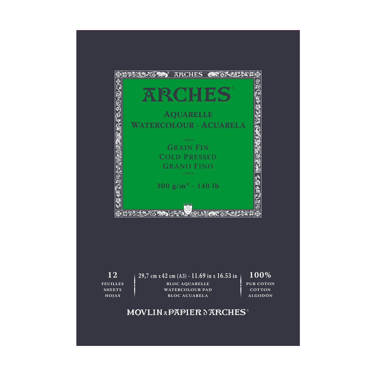 Μπλοκ ακουαρέλας ARCHES Cold Pressed φυσικό λευκό 300 g/m² - 12 φύλλα (μεγέθη A5 – A3)