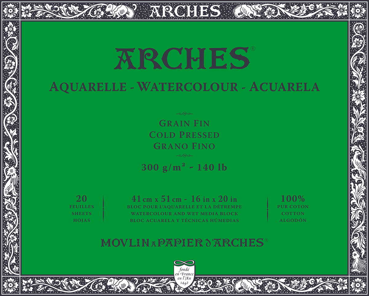 Μπλοκ ακουαρέλας ARCHES CP Φυσικό Λευκό 300 g/m² – 20 φύλλα