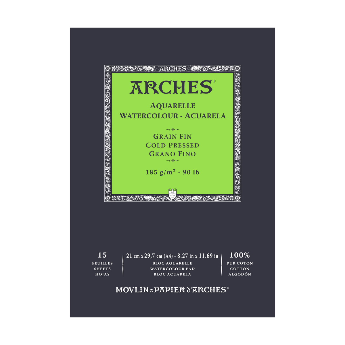 Μπλοκ ακουαρέλας ARCHES λεπτόκοκκο φυσικό λευκό 185 g/m2 A4 - 15 φύλλα