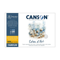 Μπλοκ ακουαρέλας CANSON Coton d'Art CP 300 g/m² 10,5 x 15,5 cm - 12 φύλλα