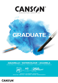 Μπλοκ ακουαρέλας Canson Graduate CP 250 g/m² 20 φύλλα A3 κολλητό