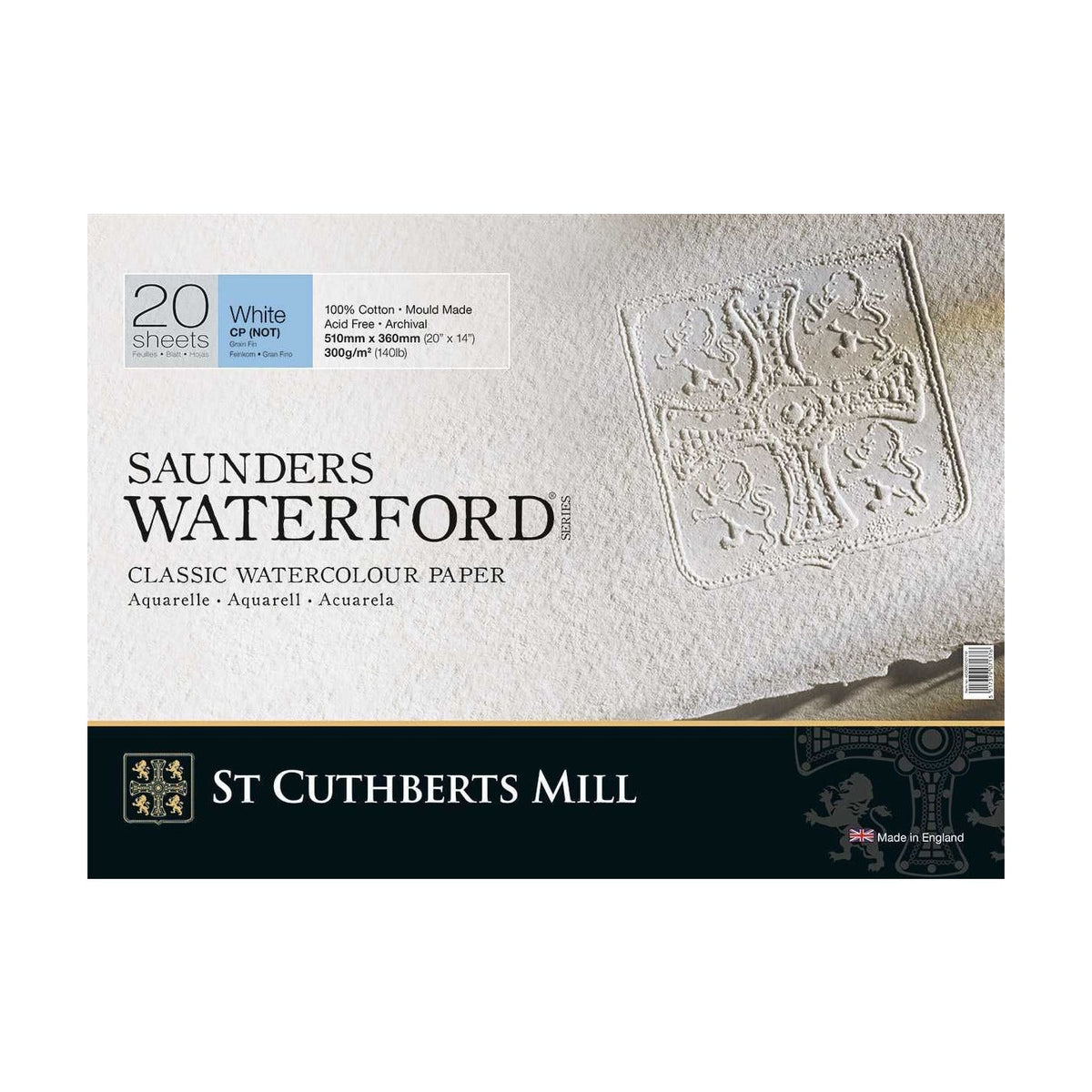 Μπλοκ ακουαρέλας CANSON St Cuthberts Saunders Waterford CP λευκό 300 g/m² 20 φύλλα – 26 – 51 cm