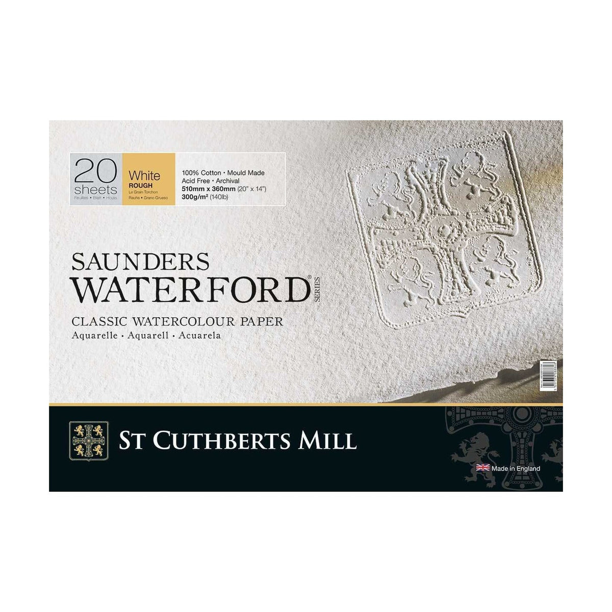 Μπλοκ ακουαρέλας CANSON St Cuthberts Saunders Waterford Rough 300 g/m² 26 – 51 cm - 20 φύλλα