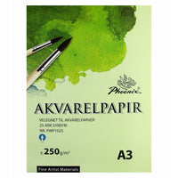 Μπλοκ ακουαρέλας Phoenix 250 g/m², 210 × 297 mm ή 297 × 420 mm - 25 φύλλα