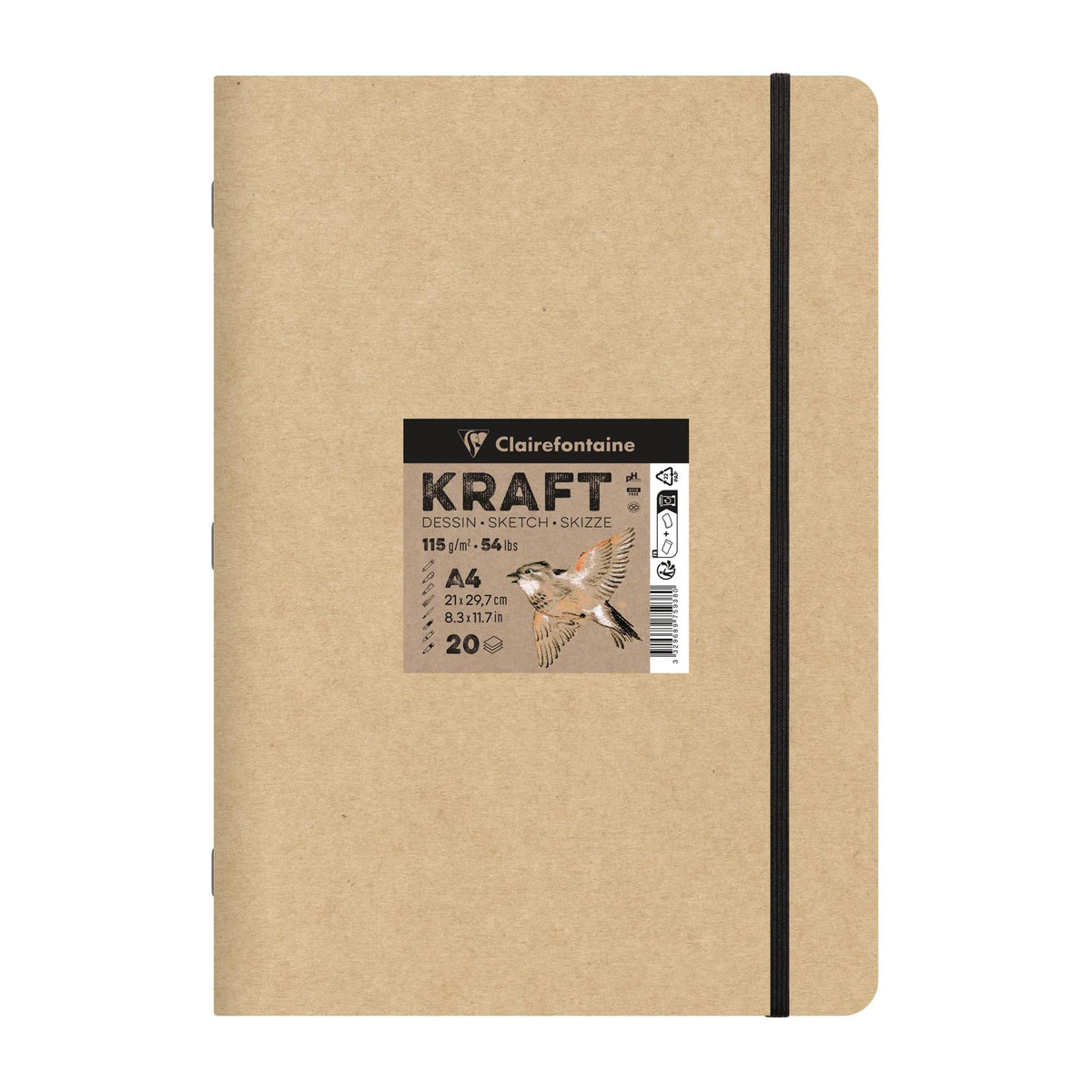 Μπλοκ χαρτί kraft CLAIREFONTAINE 115 g/m² – A5 – A4, 20 φύλλα
