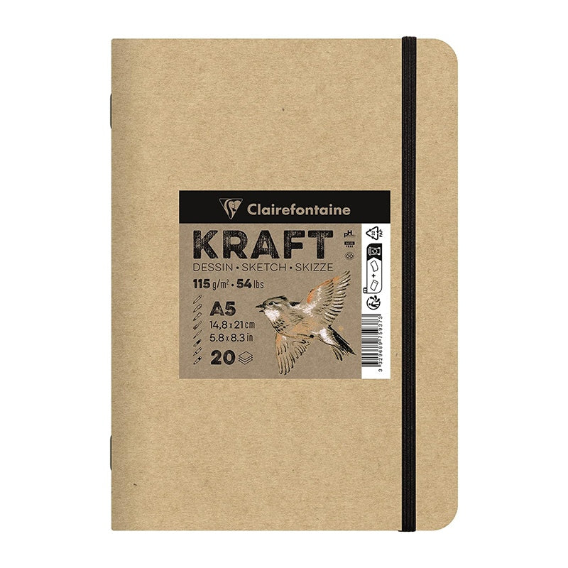 Μπλοκ χαρτί kraft CLAIREFONTAINE 115 g/m² – A5 – A4, 20 φύλλα