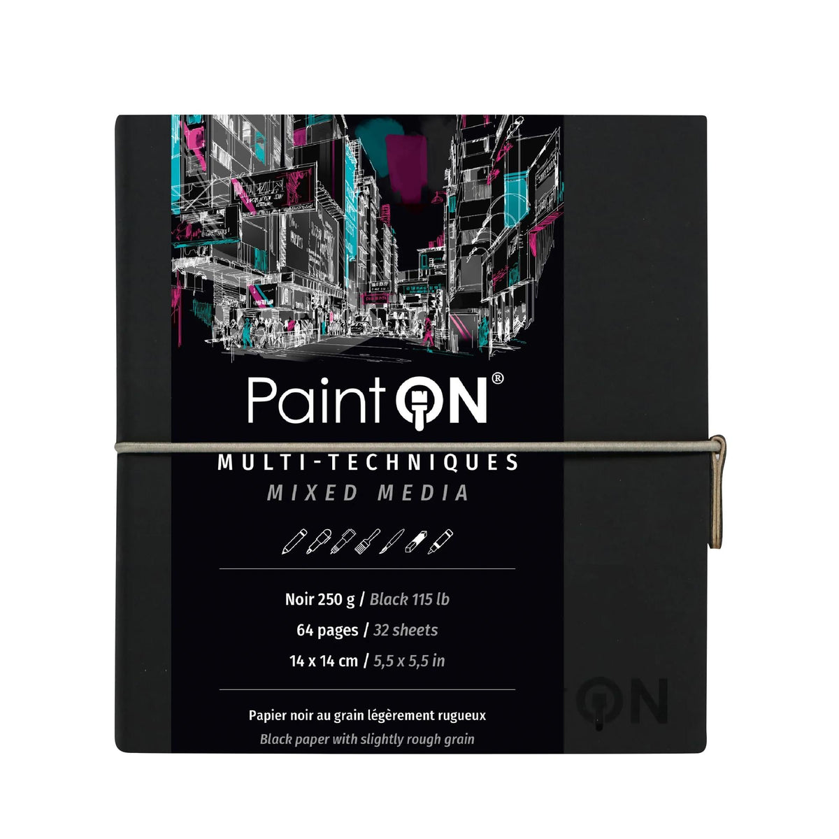 Μπλοκ χαρτιών CLAIREFONTAINE Paint'On μαύρο 250 g/m² - 32 φύλλα (A5 – 14 x 14 cm)