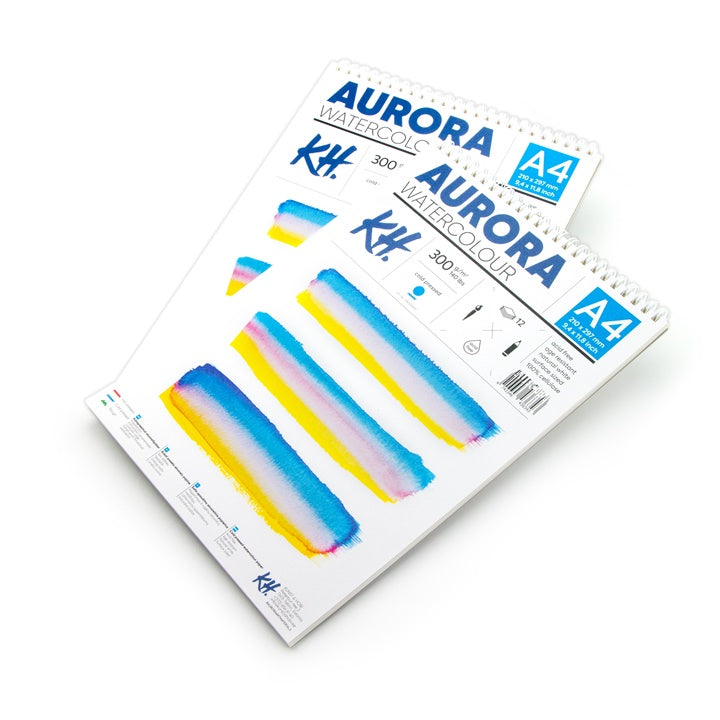 Μπλοκ για χρώματα ακουαρέλας AURORA cold press  με σπιράλ - 12 φύλλα | διάφορες μορφές