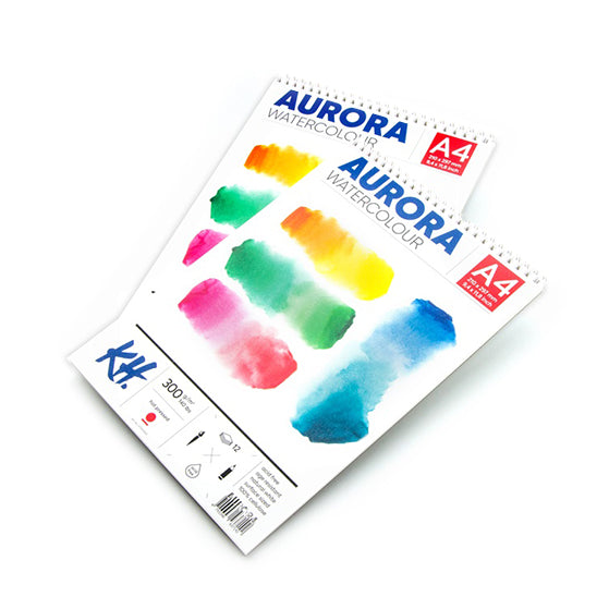 Μπλοκ για χρώματα ακουαρέλας AURORA hot press με σπιράλ - 12 φύλλα | διάφορες μορφές