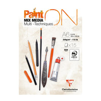 Μπλοκ για mixed media CLAIREFONTAINE Paint'On 250 g/m² A6 - 15 φύλλα