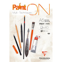 Μπλοκ mix media CLAIREFONTAINE Paint'On λευκό A5 250 g/m² - 40 φύλλα
