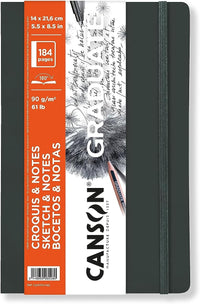 Μπλοκ σχεδίου Canson Graduate Art Book 90 g/m² 184 φύλλα 14 x 21,6 cm μαλακό εξώφυλλο Dark Grey