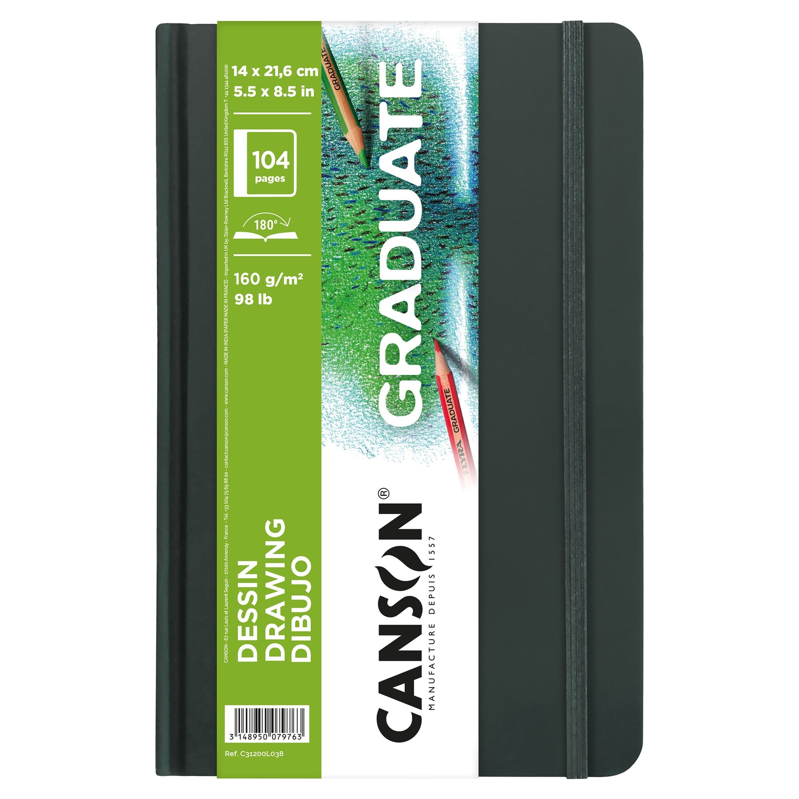 Μπλοκ σχεδίου Canson Graduate Art Book Drawing 160 g/m², 104 φύλλα, 14 x 21,6 cm, σκληρό εξώφυλλο