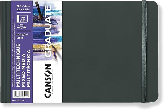 Μπλοκ σχεδίου Canson Graduate Art Book Mix Media 200 g/m², 72 φύλλα, 14 x 21,6 cm, σκληρό εξώφυλλο