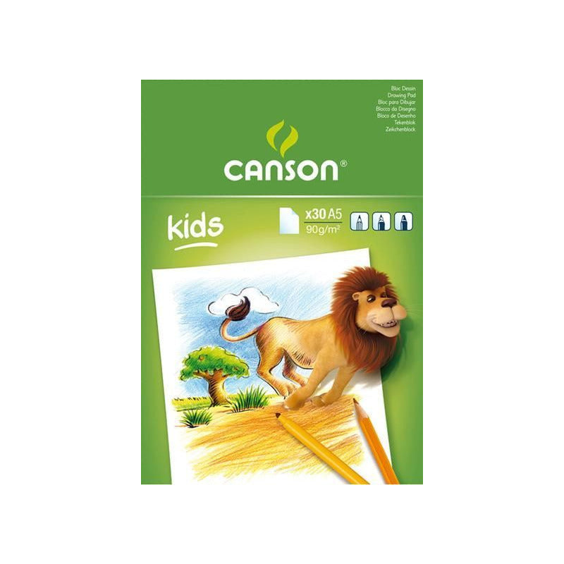 Μπλοκ σχεδίου CANSON Kids 90 g/m² – 30 φύλλα, A5 – A4
