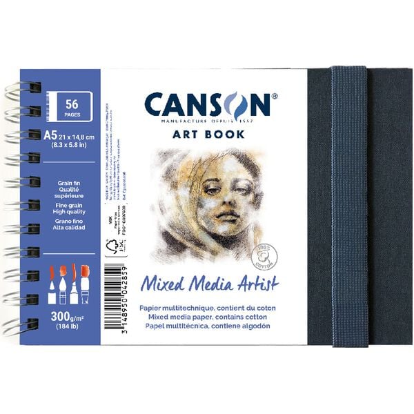 Μπλοκ σχεδίου CANSON Mix Media Art Book 300 g 56 φύλλα 14 x 21 cm με σκληρό εξώφυλλο