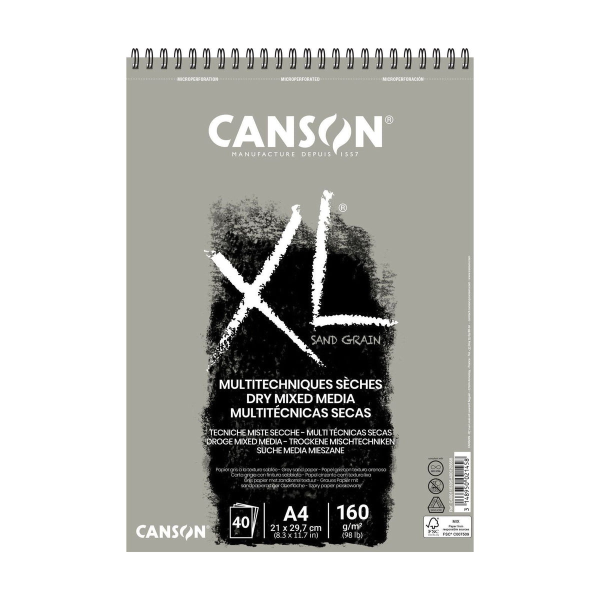Μπλοκ σχεδίου CANSON XL Touch γκρι 160 g/m² A4 – A3 - 40 φύλλα