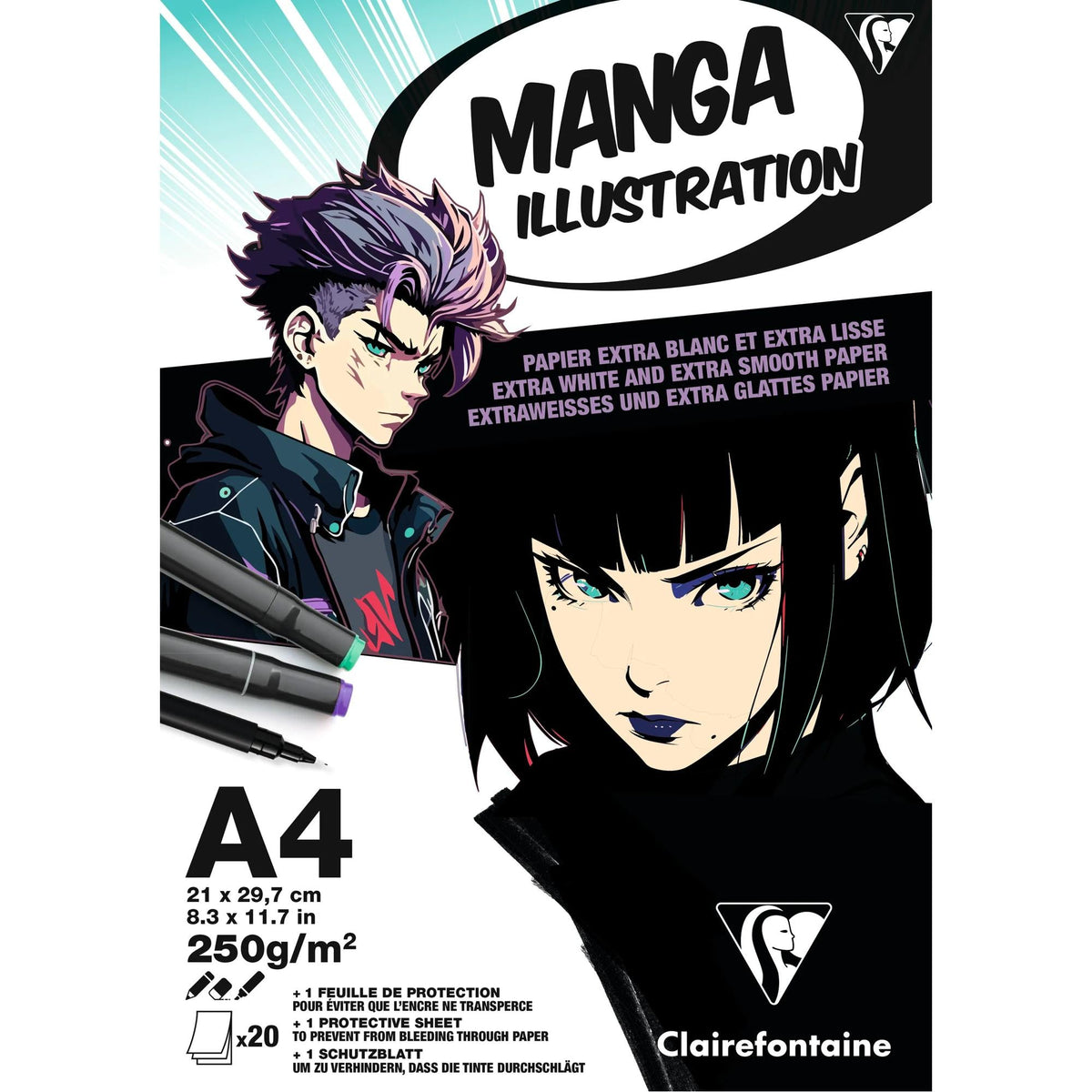 Μπλοκ σχεδίου Clairefontaine Manga Illustration 250 g/m² A5 – A3 - 20 φύλλα