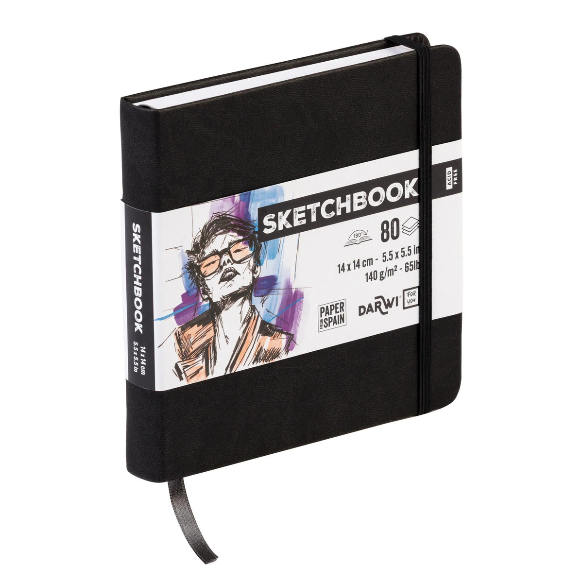 Μπλοκ σχεδίου DARWI Black 14 x 14 cm, 140 g/m2, 80 φύλλα