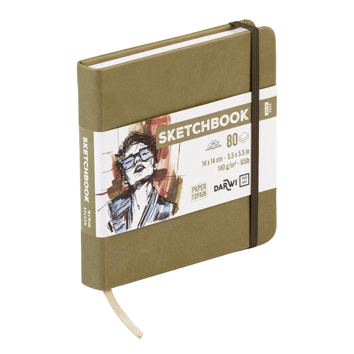 Μπλοκ σχεδίου DARWI Khaki 14 x 14 cm, 140 g, 80 φύλλα