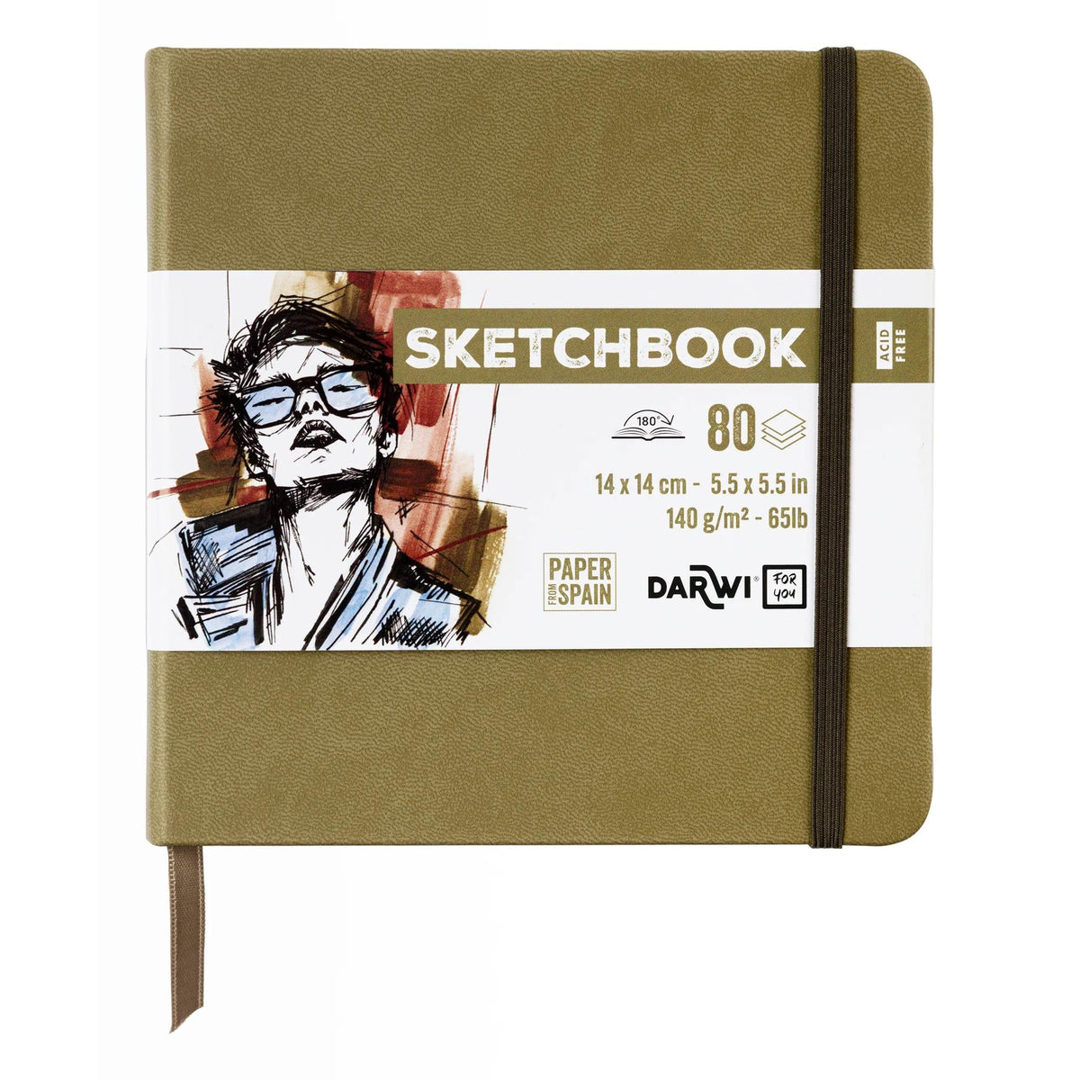 Μπλοκ σχεδίου DARWI Khaki 14 x 14 cm, 140 g, 80 φύλλα