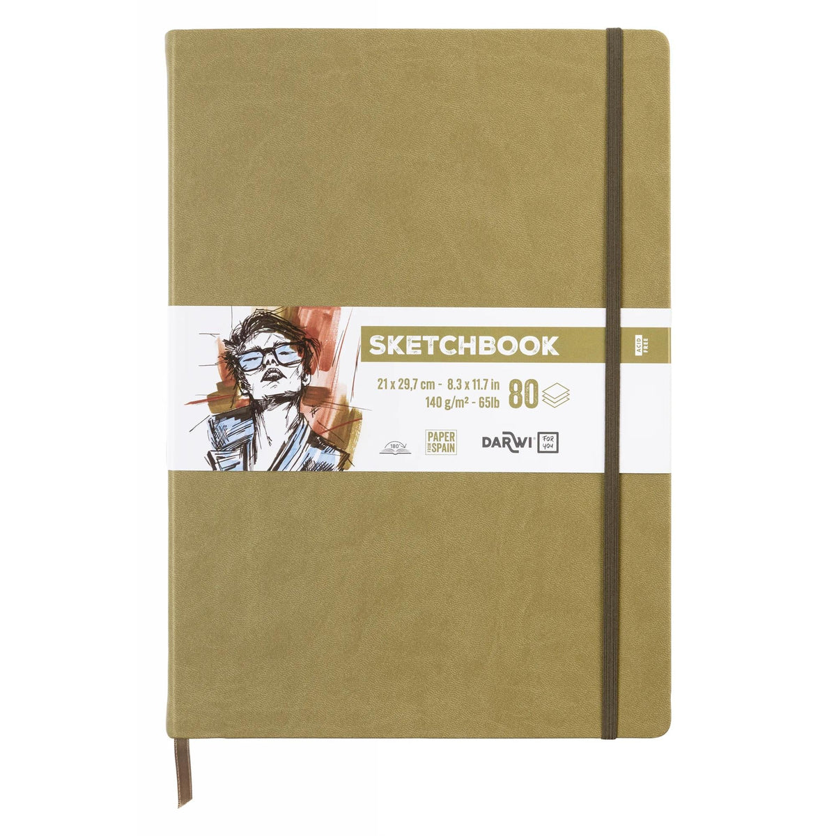 Μπλοκ σχεδίου DARWI Khaki A4, 140 g/m², 80 φύλλα